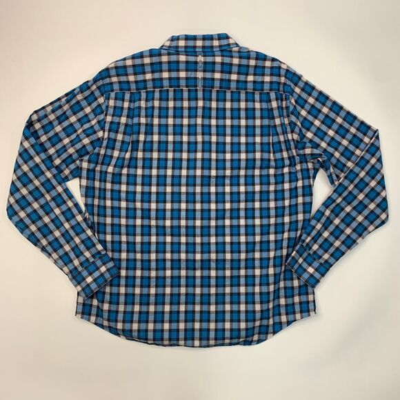 Theory Kyson Shirt Mens XL Extra Large Lagoon Blue Plaid Long Sleeve Button Up - Picture 3 of 11